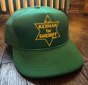 VTG ‘80s Ken Kernan for Sheriff Political Campaign Green Mesh Trucker Hat NWOT
